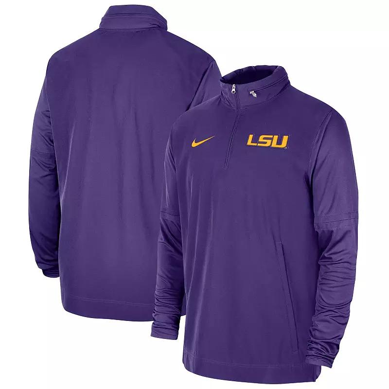 Men's Nike Purple LSU Tigers 2023 Coach Half-Zip Hooded Jacket,  Product Image