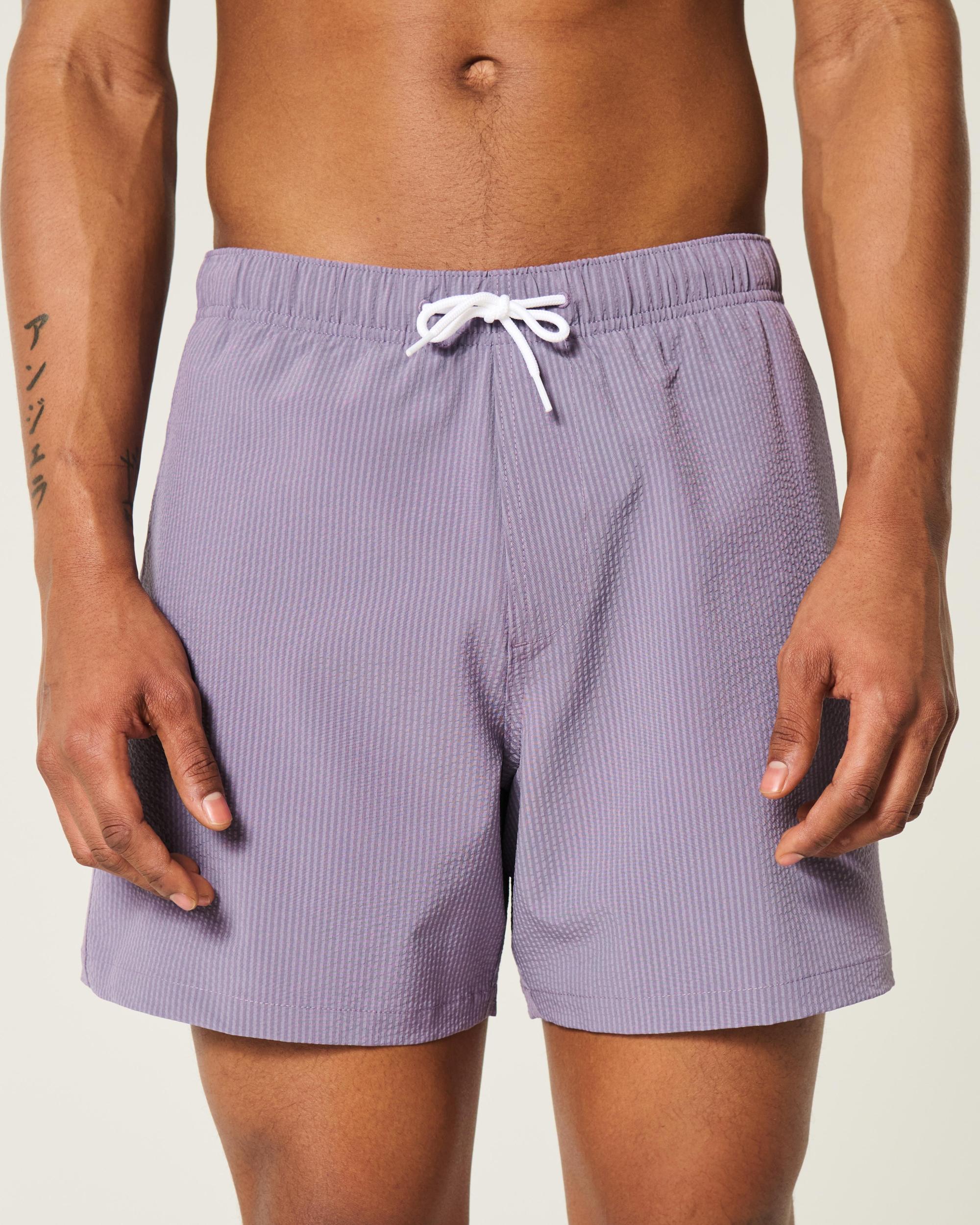 Mid-Thigh Seersucker Volley Swim Trunks Product Image