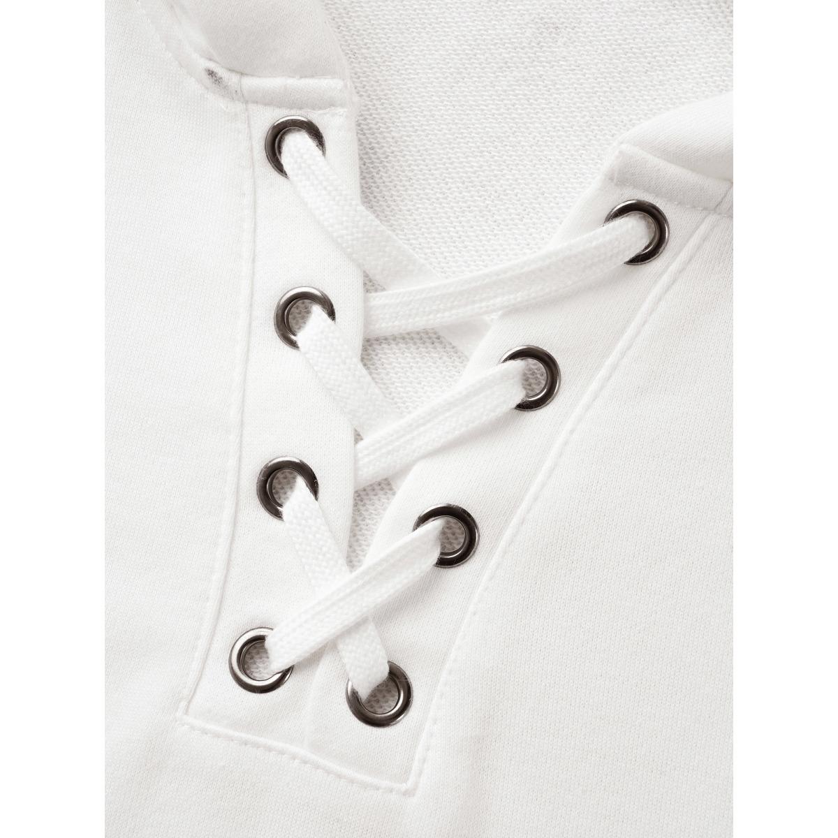 Plus Size Cross Straps Kangaroo Pocket Hooded Sweatshirt Women WhiteSmoke Elegant Eyelet Hooded Everyday Sweatshirts BloomChic 14-16/1X Product Image