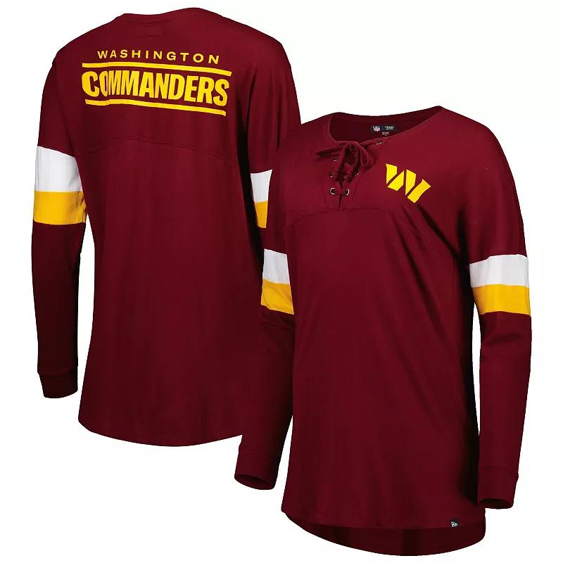 Womens New Era Burgundy Washington Commanders Athletic Varsity Lightweight Lace-Up Long Sleeve T-Shirt Product Image