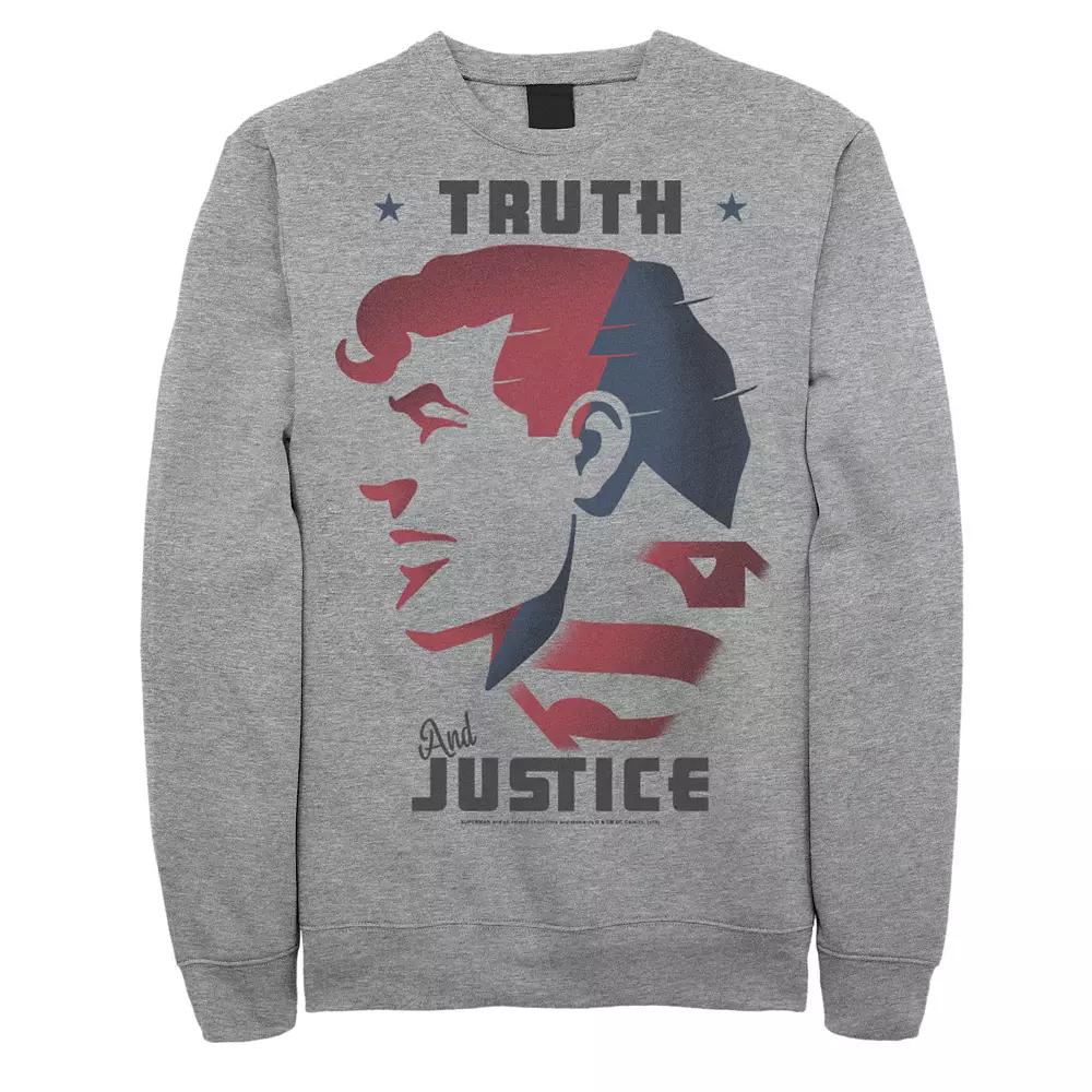 Men's DC Comics Superman Truth And Justice Text Poster Fleece Sweatshirt,  Product Image