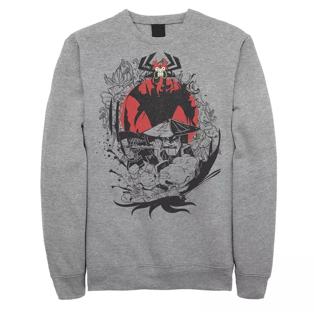 Men's Cartoon Network Samurai Jack Aku & The Flute Battle Music Ringer Fleece,  Product Image