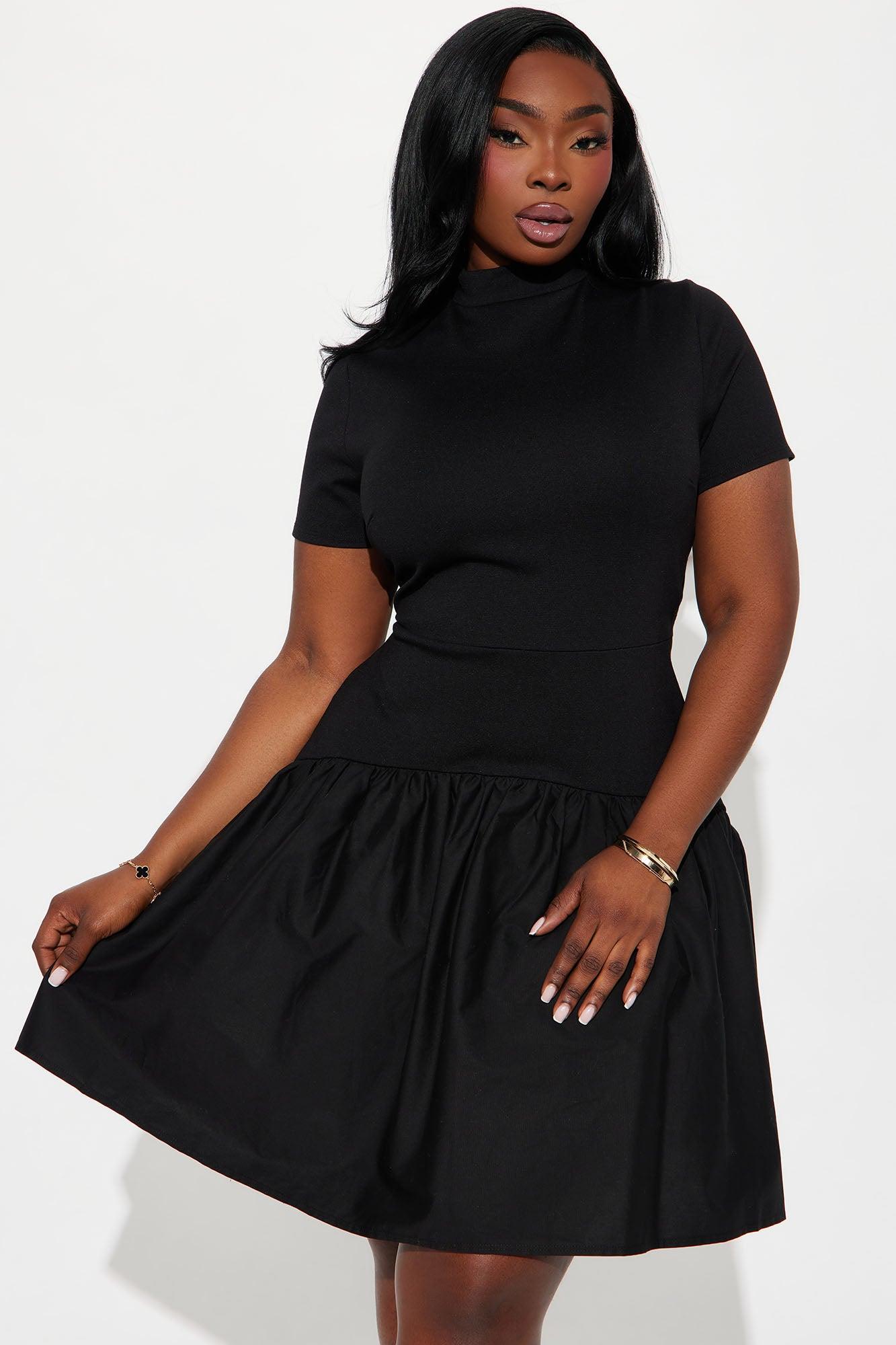 Kennedy Short Sleeve Drop Waist Mini Dress - Black Product Image