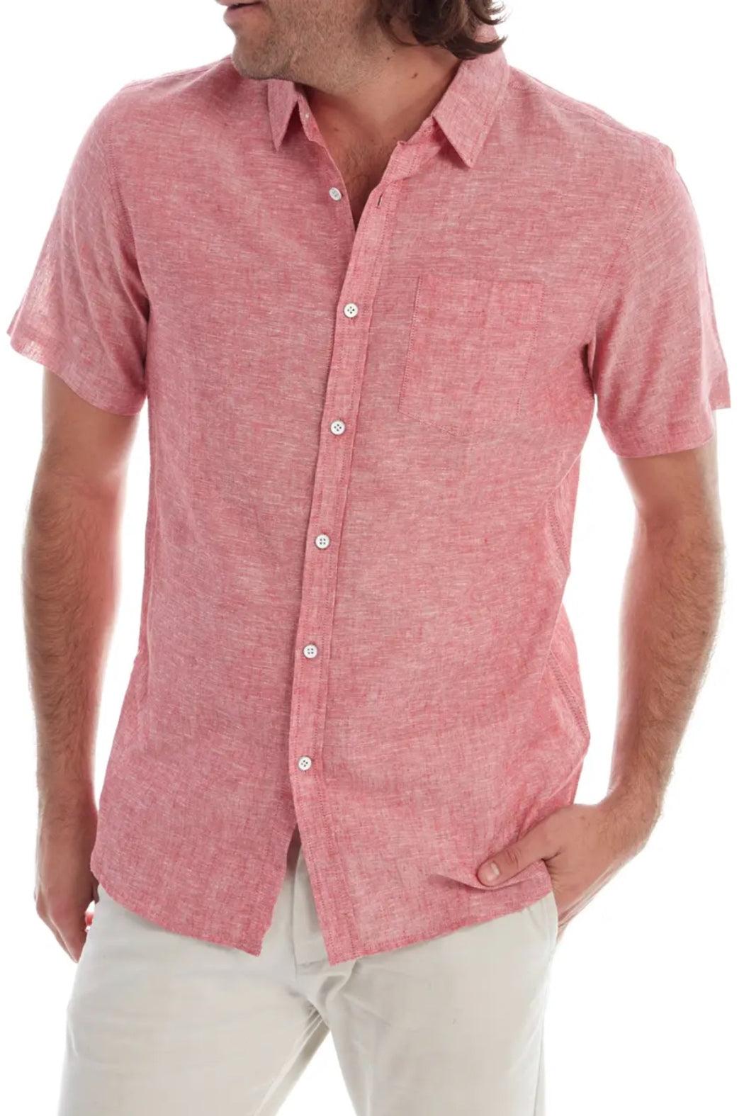 Short Sleeve Solid Linen Shirt Product Image