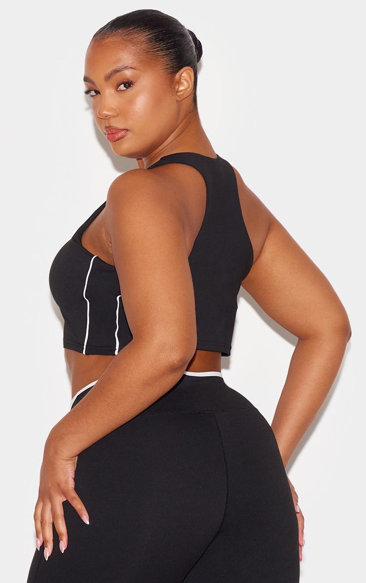 Black Sculpt Double Layer Padded Contrast Binding Sports Bra Product Image