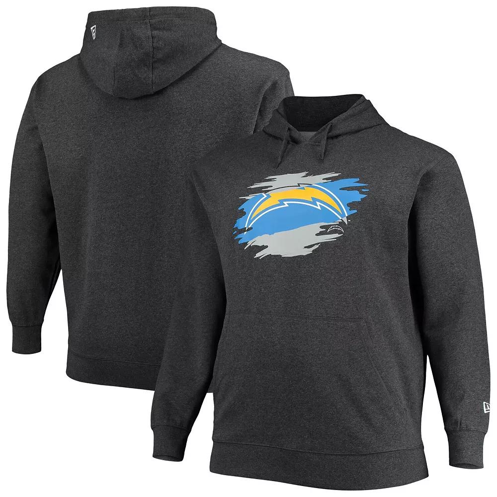 Men's New Era Charcoal Los Angeles Chargers Big & Tall Primary Logo Pullover Hoodie,  Product Image