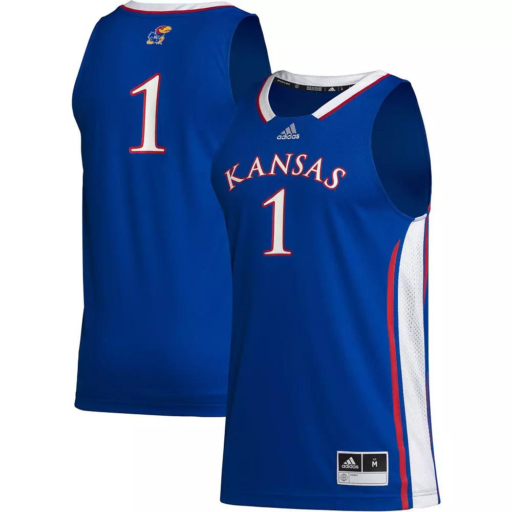 Men's adidas #1 Royal Kansas Jayhawks Team Swingman Jersey, Size: XL, Blue Product Image