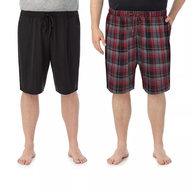 Big & Tall Cuddl Duds® 2-Pack French Terry Pajama Shorts Set, Men's, Size: 2XB, Black Red Team Plaid Product Image