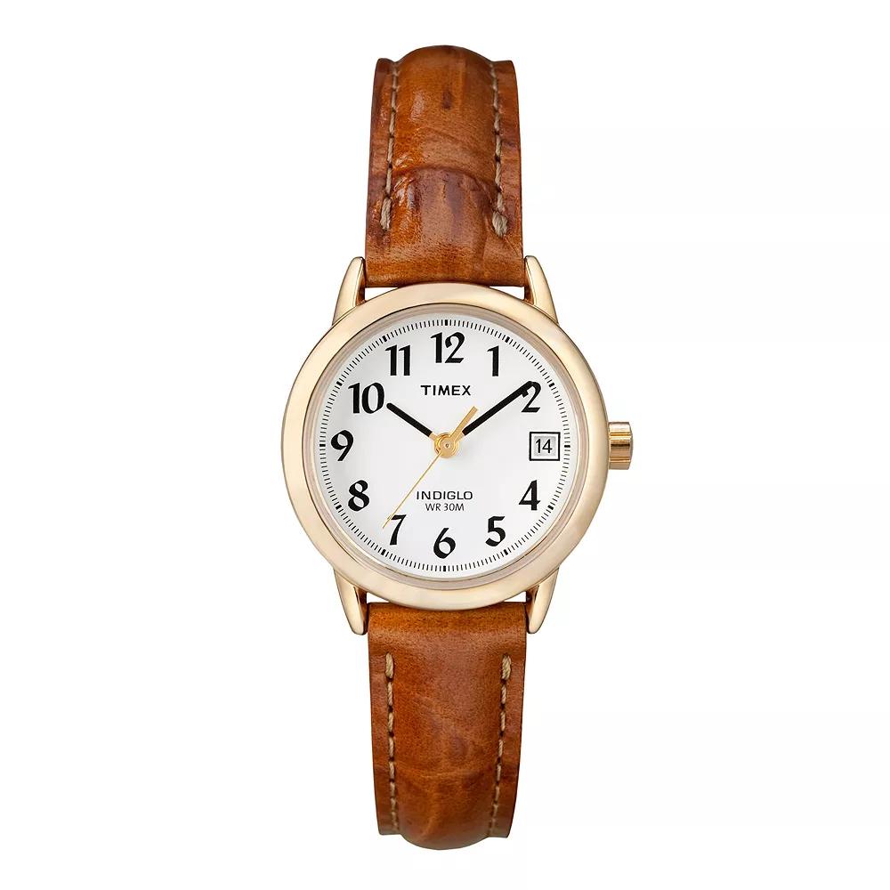 Timex® Women's Easy Reader Leather Watch - T2J761KZ, Size: Small, Brown Product Image