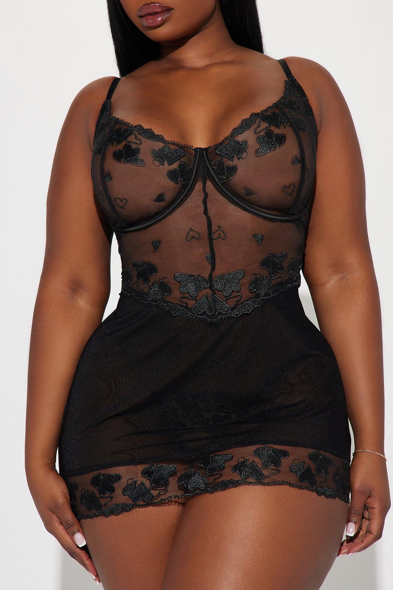 Heart Flutters Babydoll Set - Black Product Image