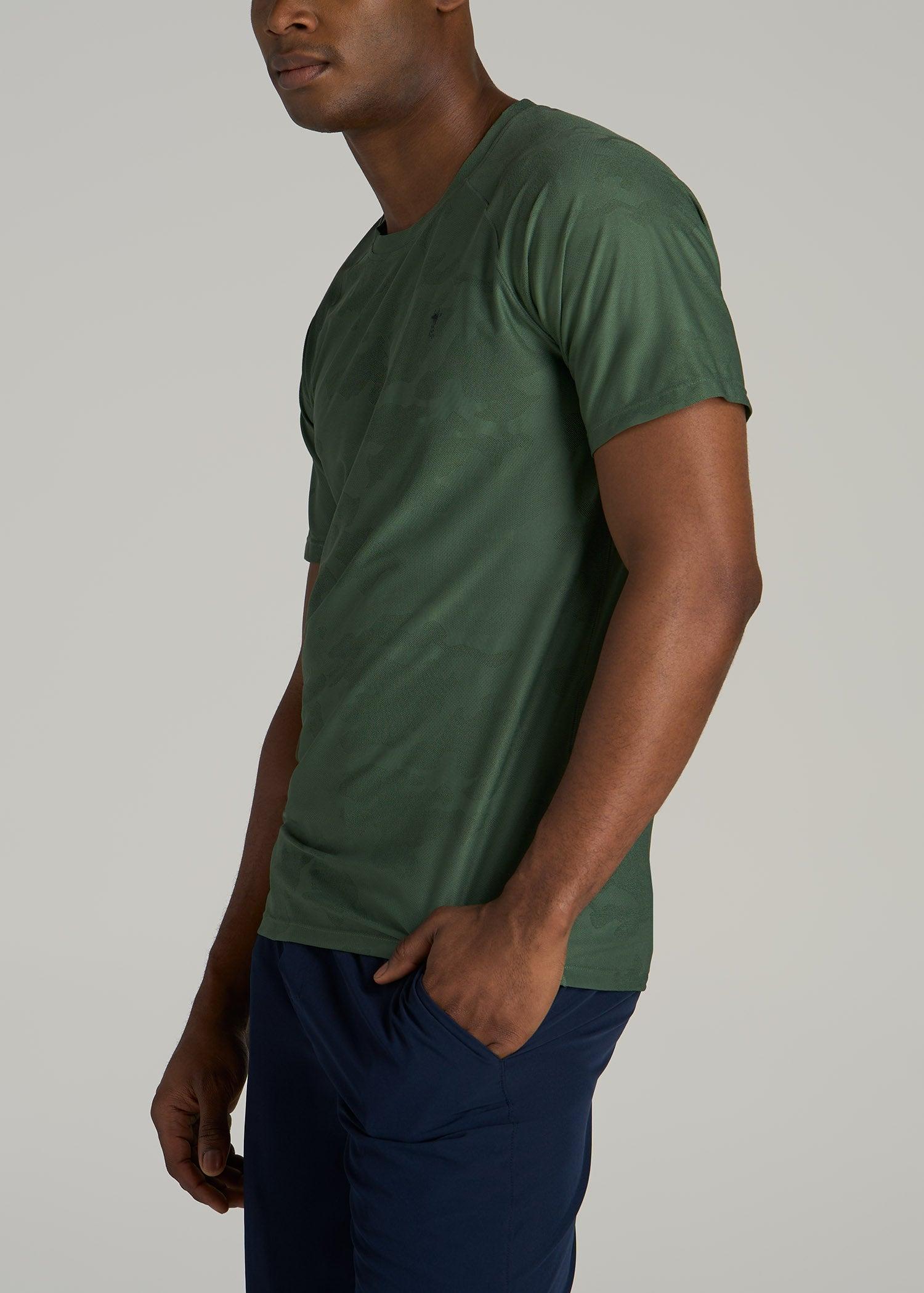 Jacquard Training T-Shirt for Tall Men in Forest Green Male Product Image