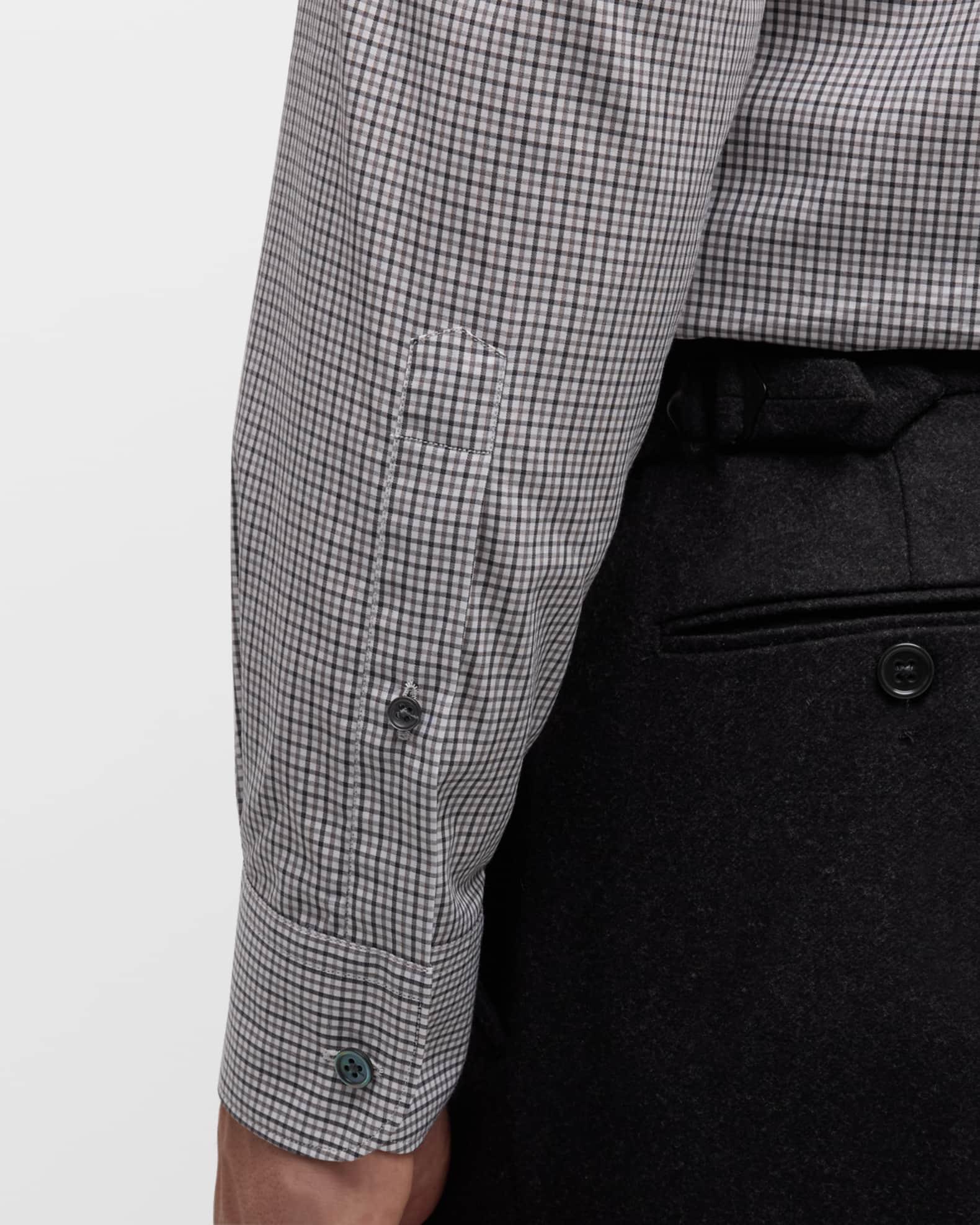 Men's Centoquaranta Micro-Check Cotton Sport Shirt Product Image