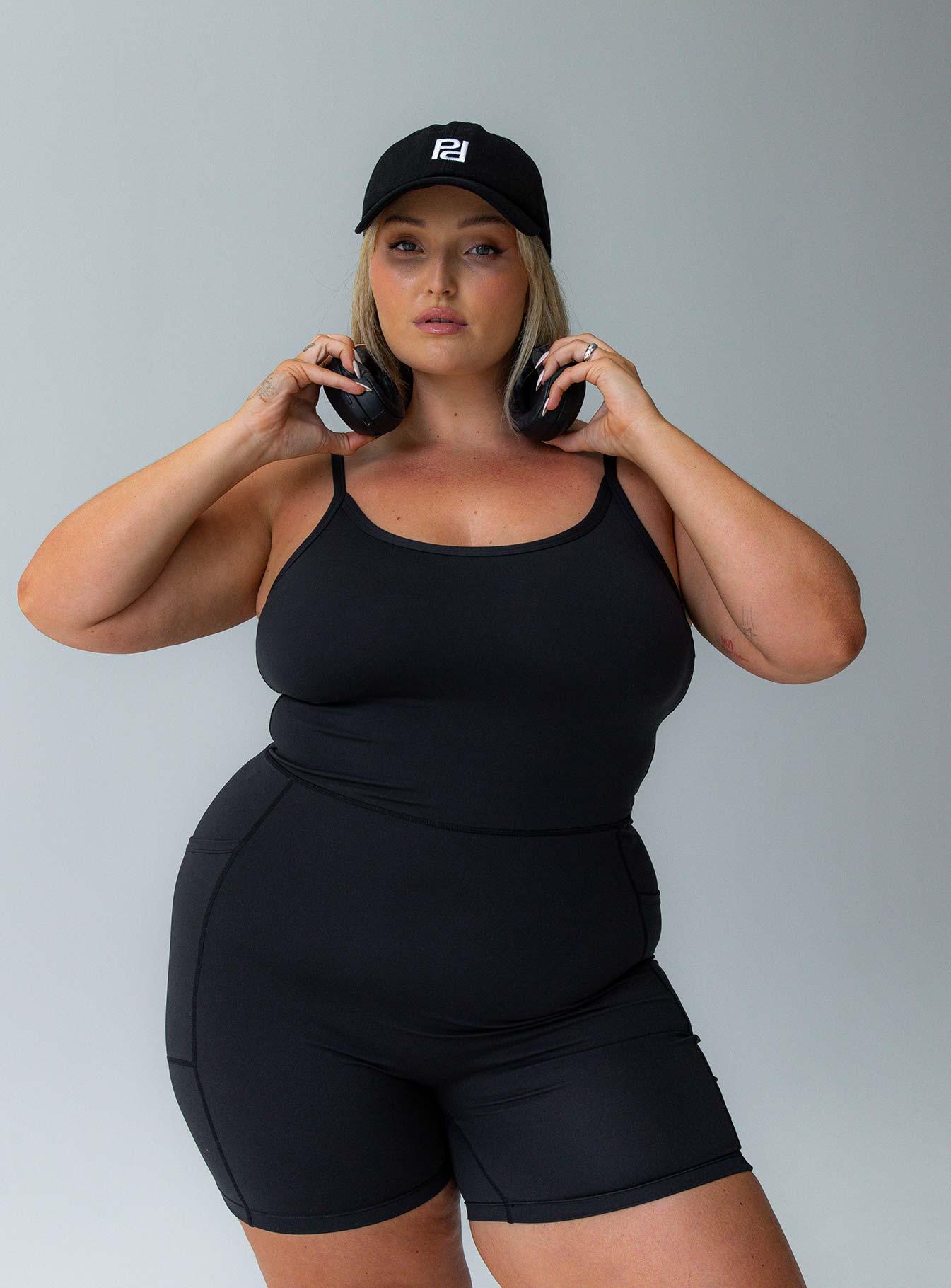 Feel Good Contour Activewear Catsuit Black Curve Product Image
