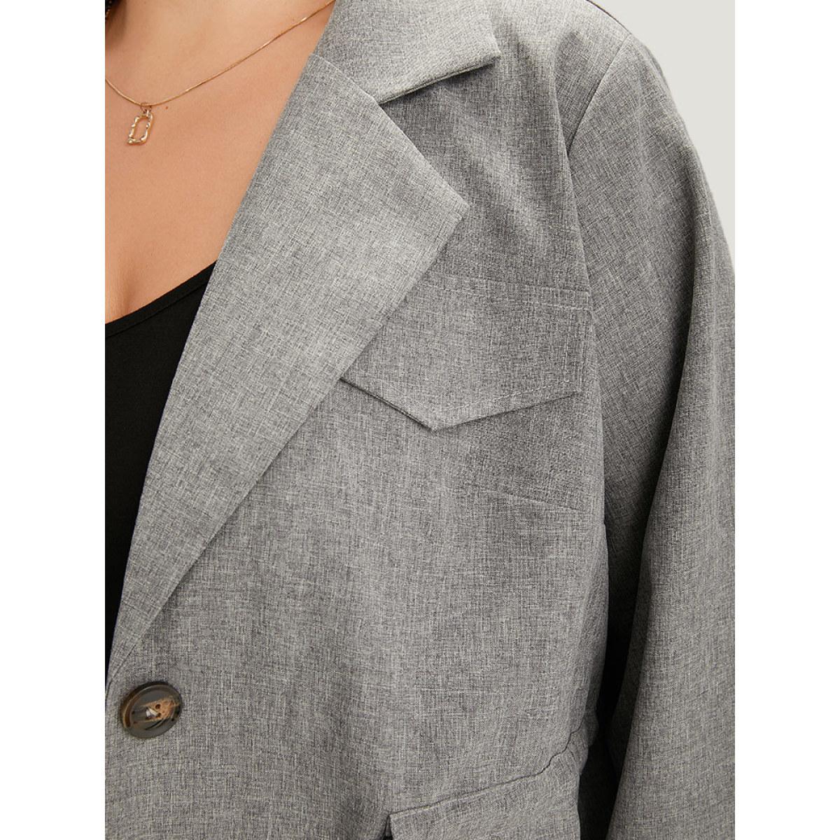 Plus Size Plain Pocket Drawstring Button Up Suit Collar Coat Women DimGray Casual Plain Ladies Dailywear Winter Coats BloomChic 26/4X Product Image