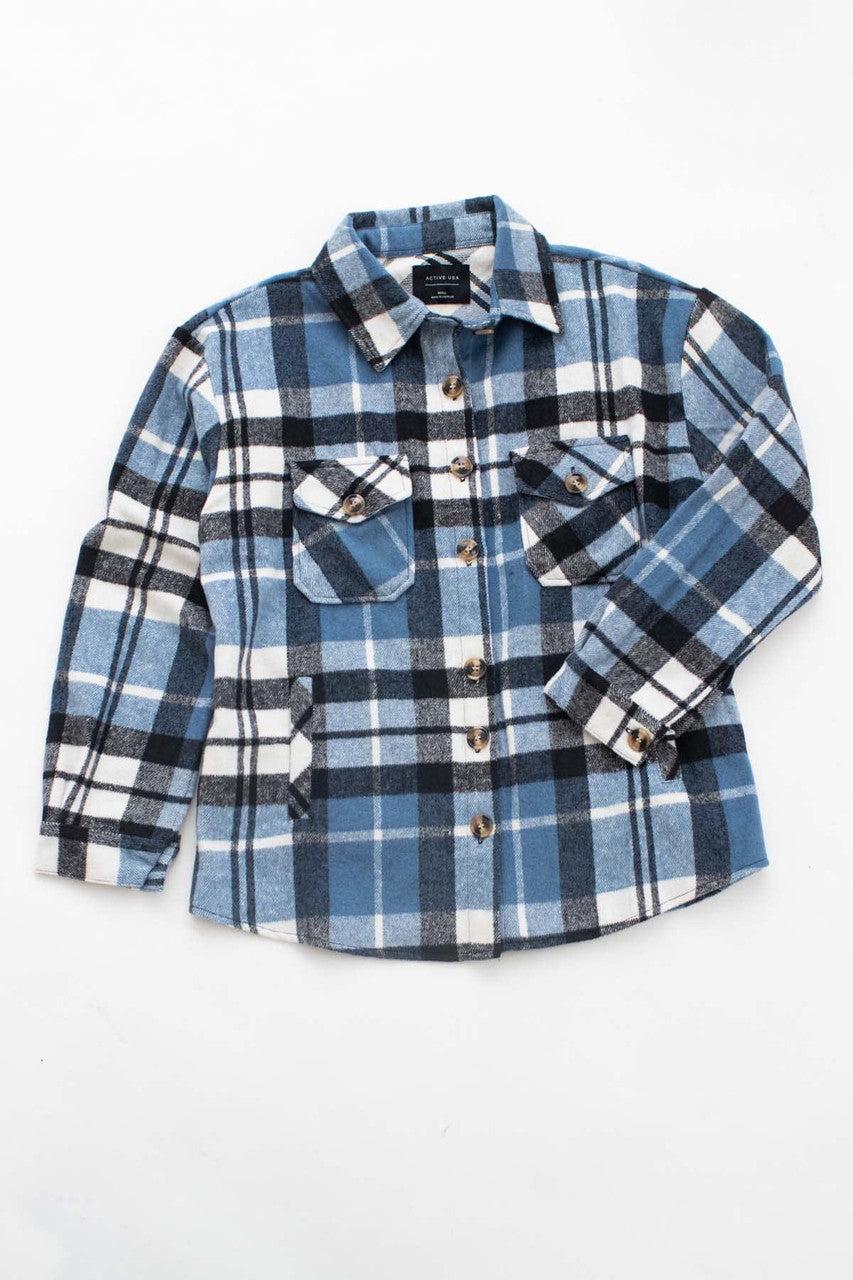 Black & Blue Plaid Oversized Shacket Product Image