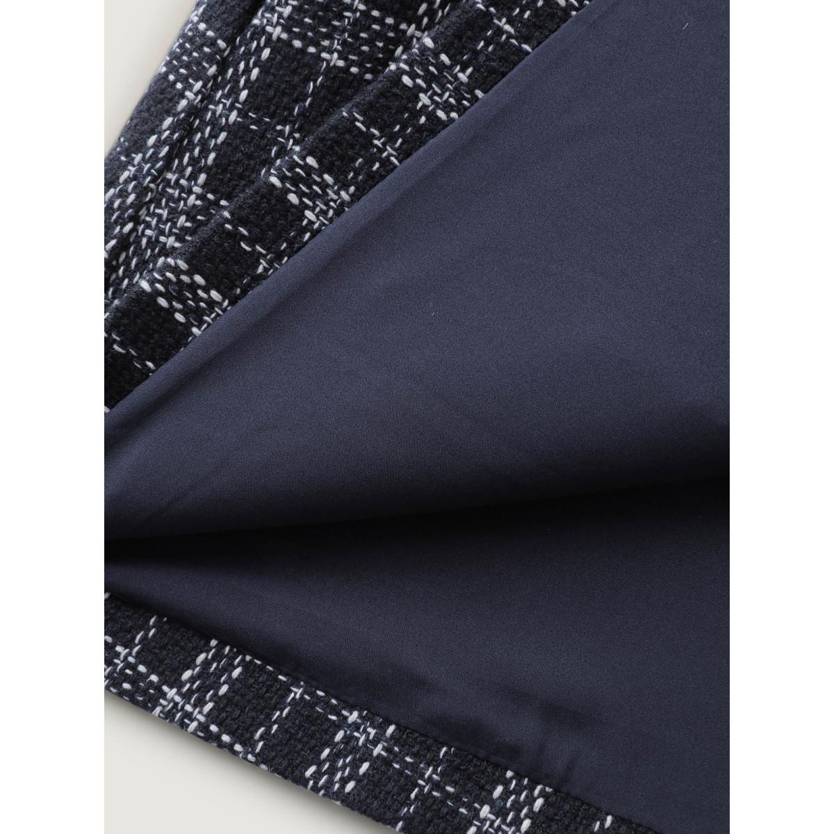 Plus Size Tweed Pockets Belted Button Coat Women Midnight Romantic Texture Ladies Elegant Winter Coats BloomChic 10/M Product Image