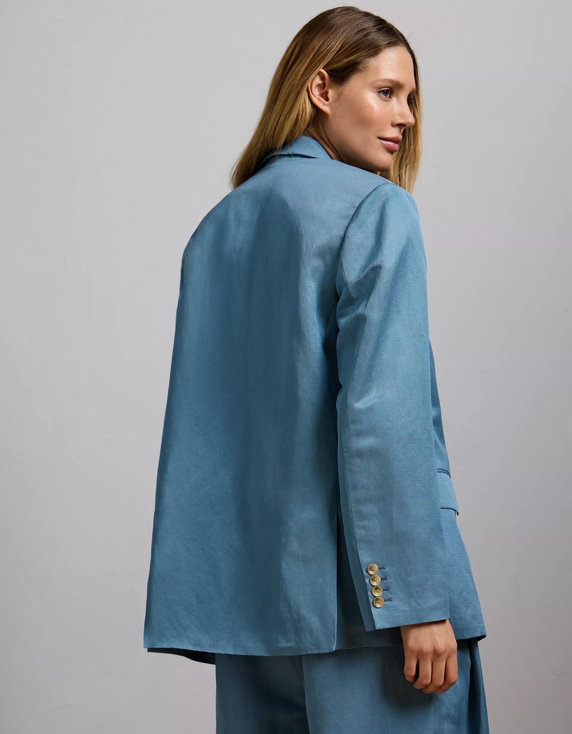 AE77 Premium Linen-Silk Blend Double-Breasted Blazer Product Image