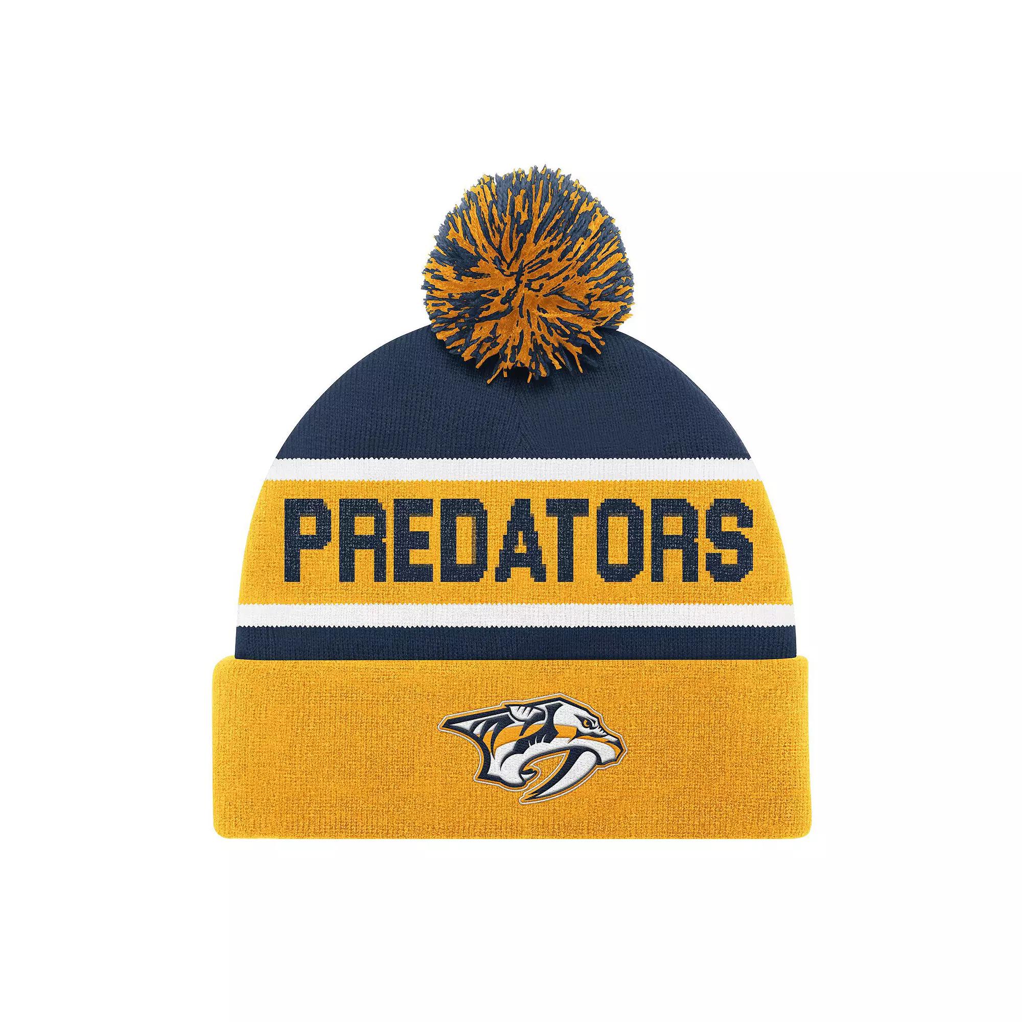 Men's Starter Gold Nashville Predators Cuffed Knit Hat with Pom, Pdt Gold Product Image