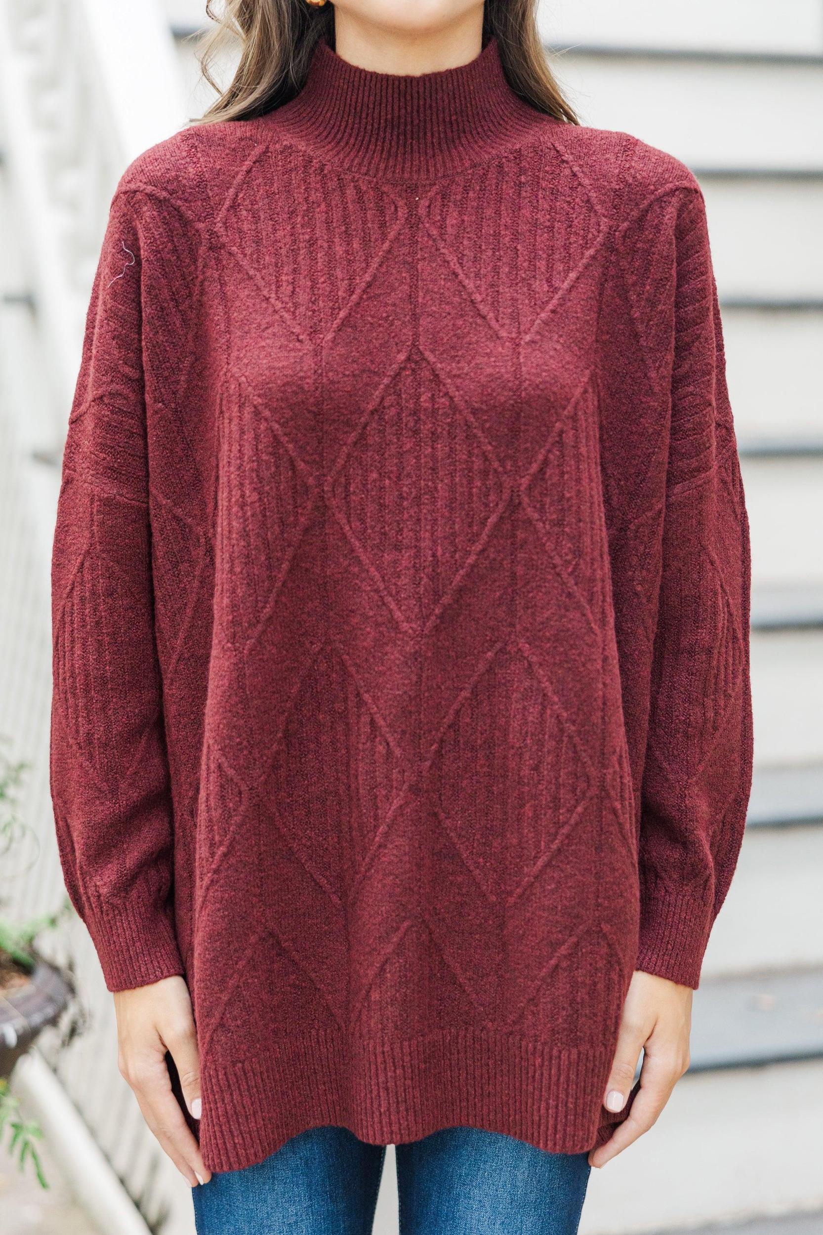 Walk The Walk Burgundy Sweater Female Product Image