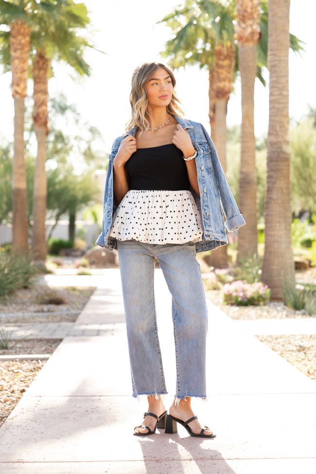 Polka Dot Pop Bubble Hem Knit Top FINAL SALE Product Image