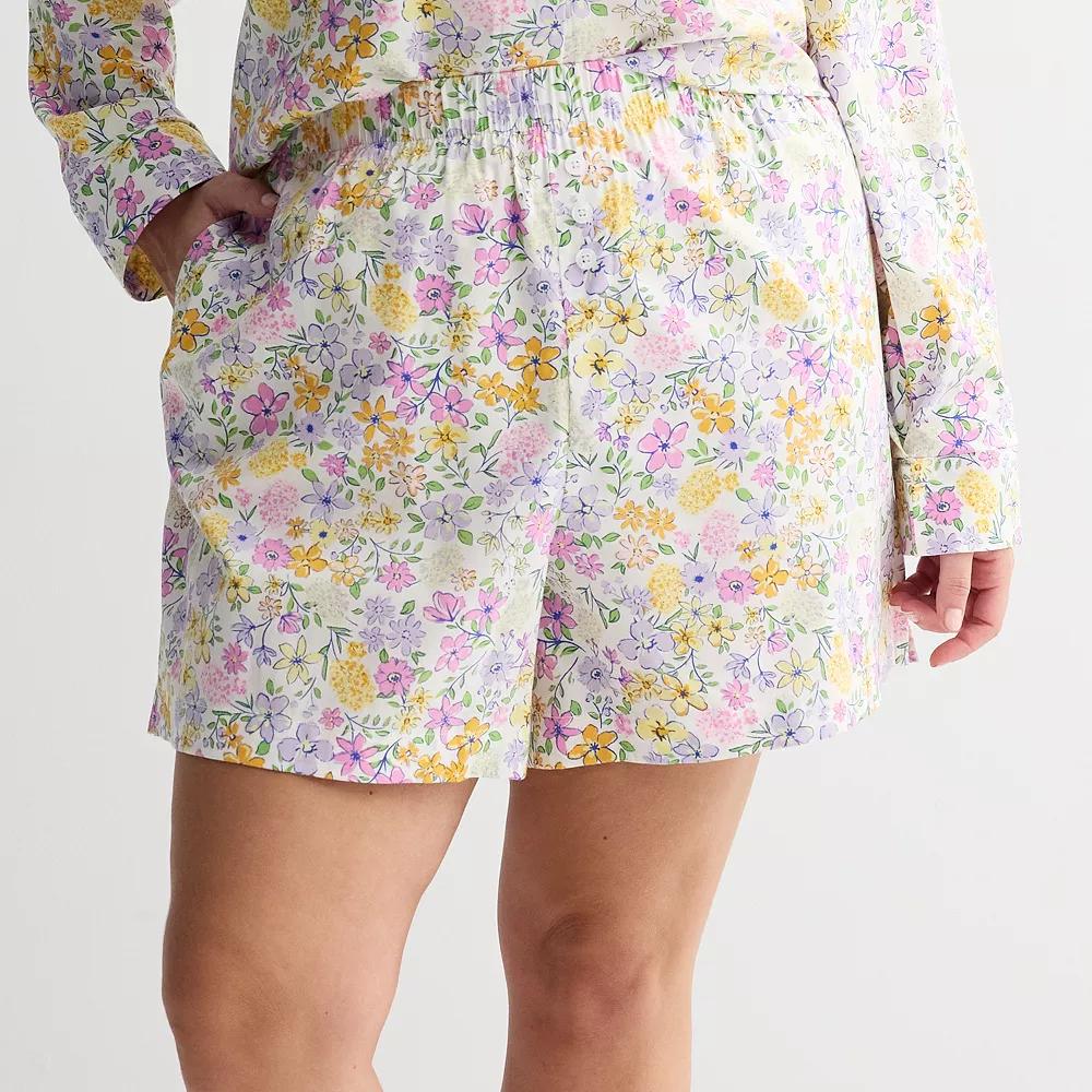 Plus Size Sonoma Goods For Life® Woven Separates Sleep Shorts, Women's, Size: 1XL, White Floral Product Image
