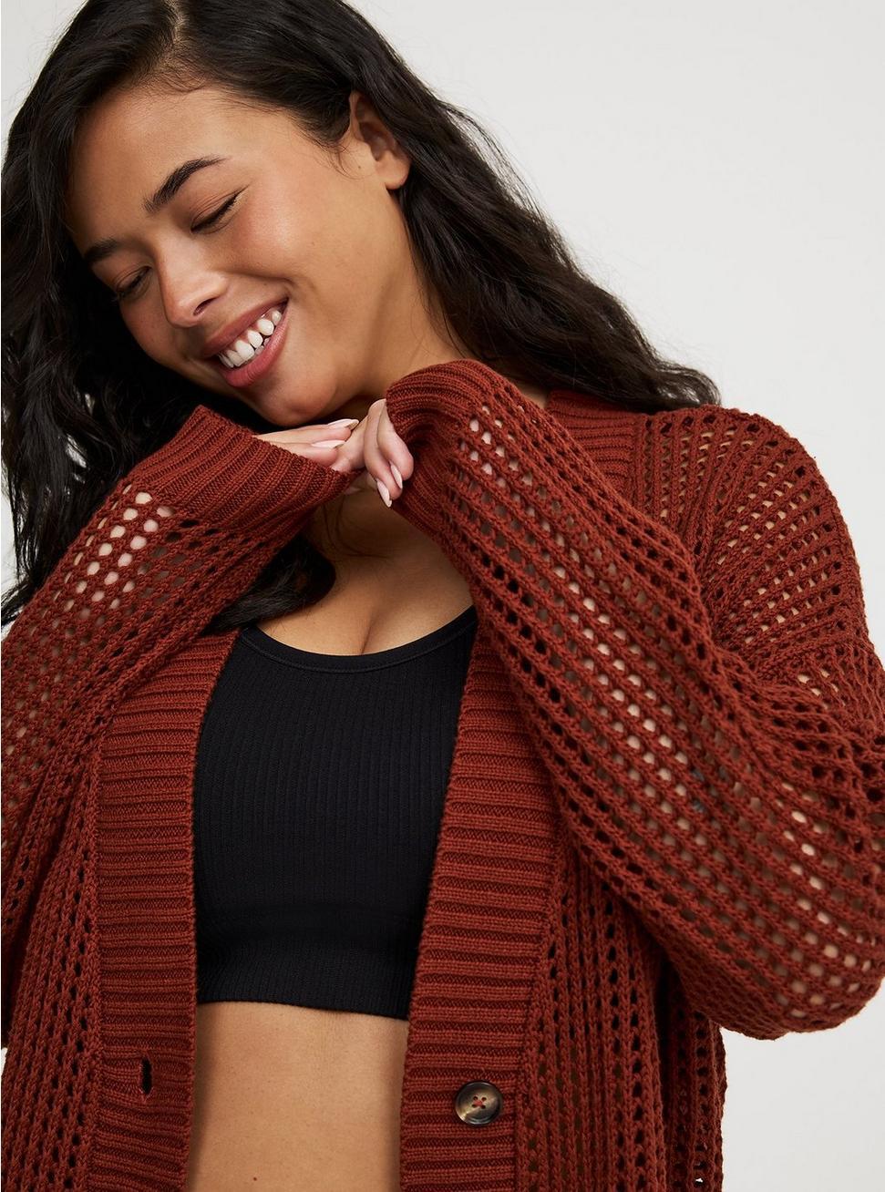 Open Stitch Cardigan Sweater Product Image