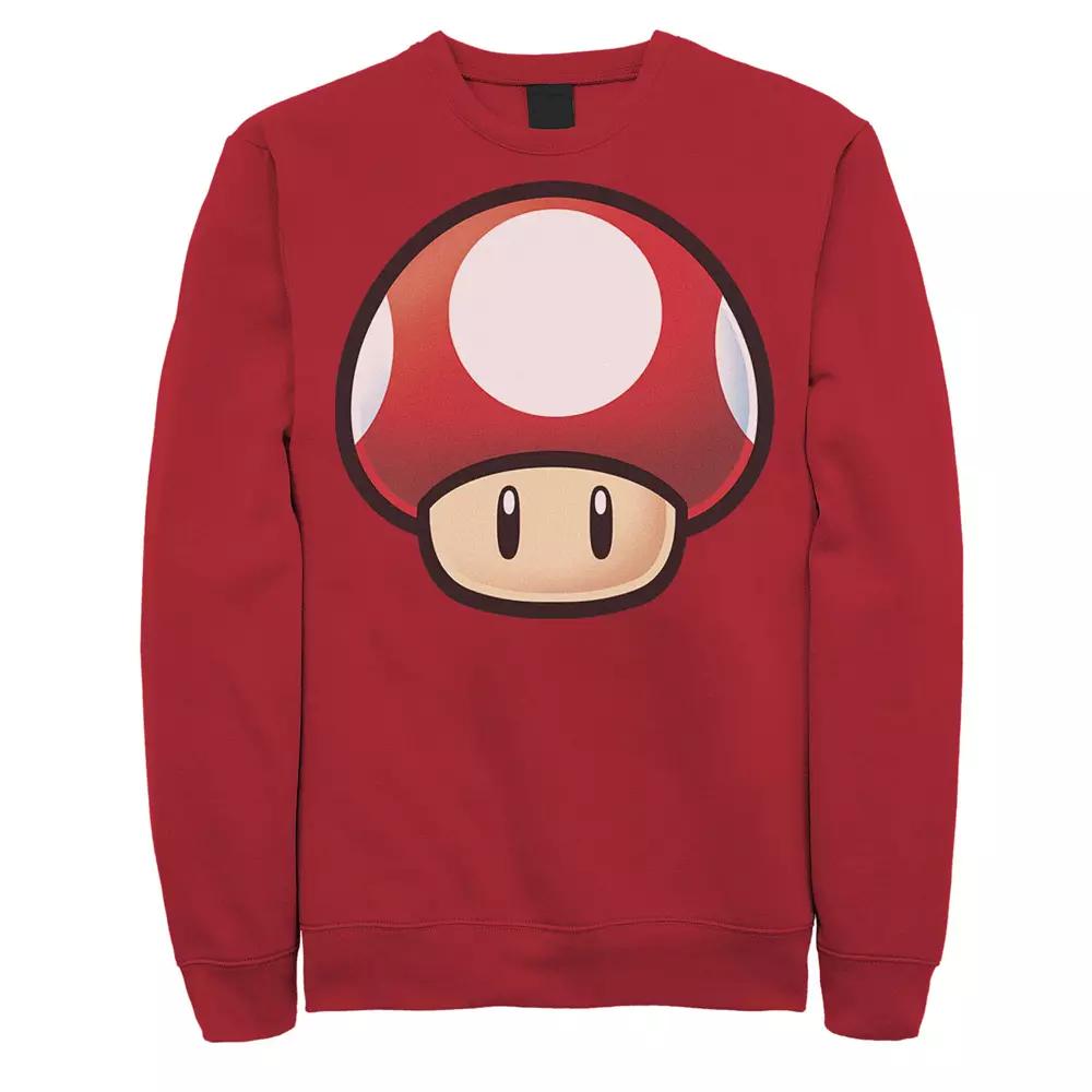 Men's Nintendo Super Mario Red Mushroom Big Face Sweatshirt,  Product Image