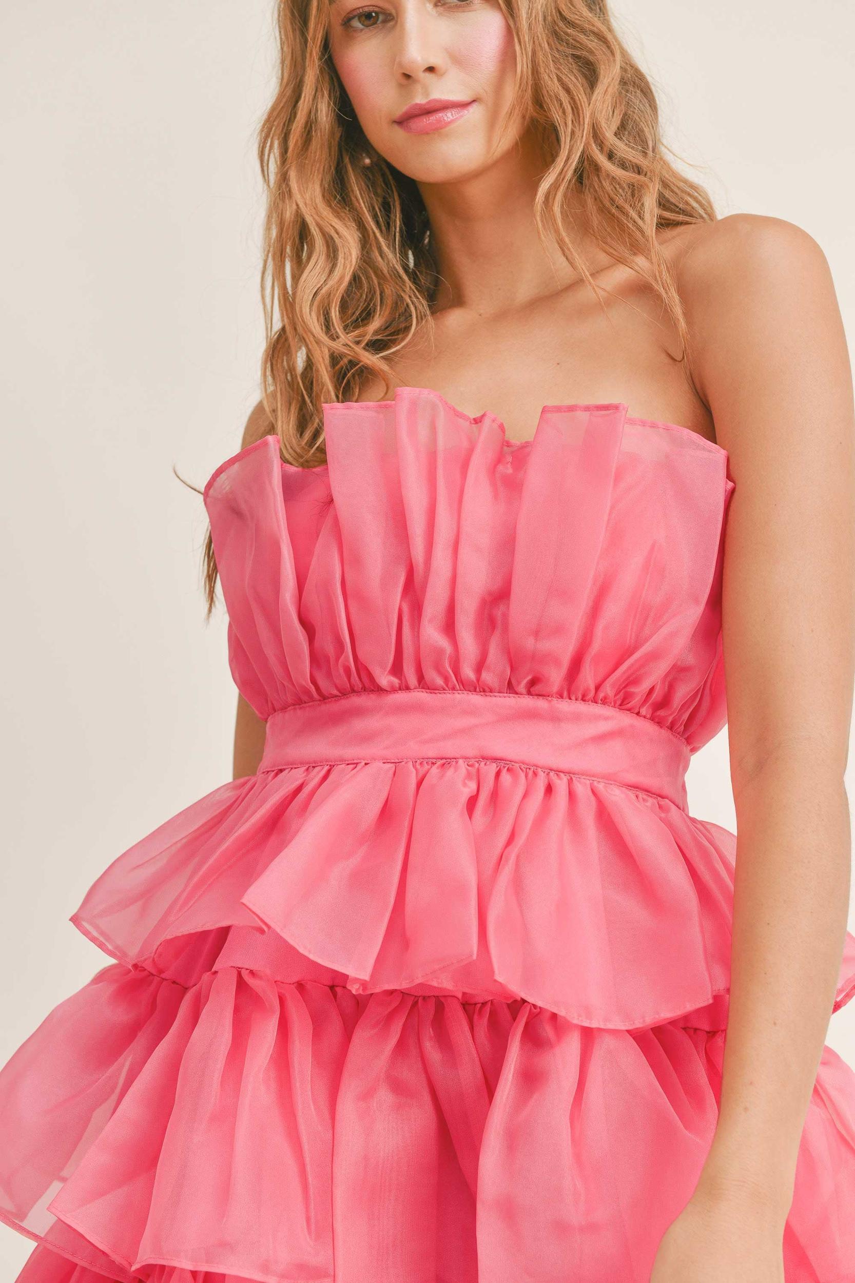 Organza Tulle Tiered Mini Dress Product Image