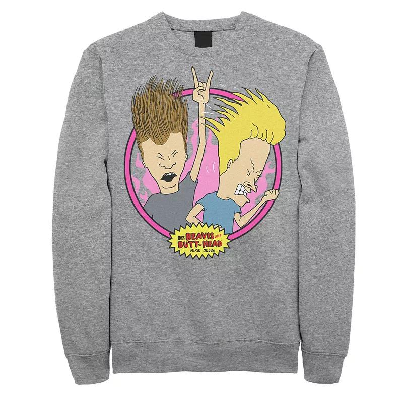 Men's Beavis & Butthead Rock N Roll Circle Portrait Sweatshirt,  Product Image
