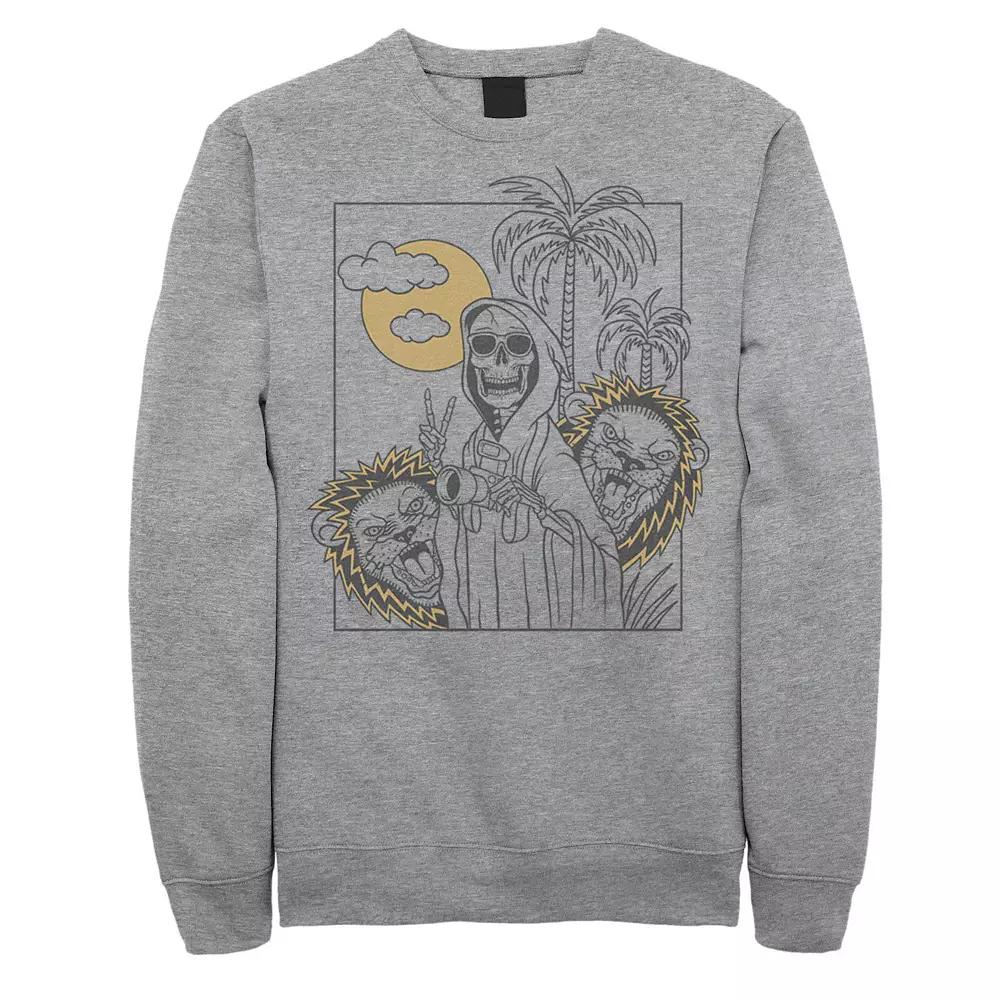 Men's Grim Reaper Safari Line Art Portrait Fleece,  Product Image