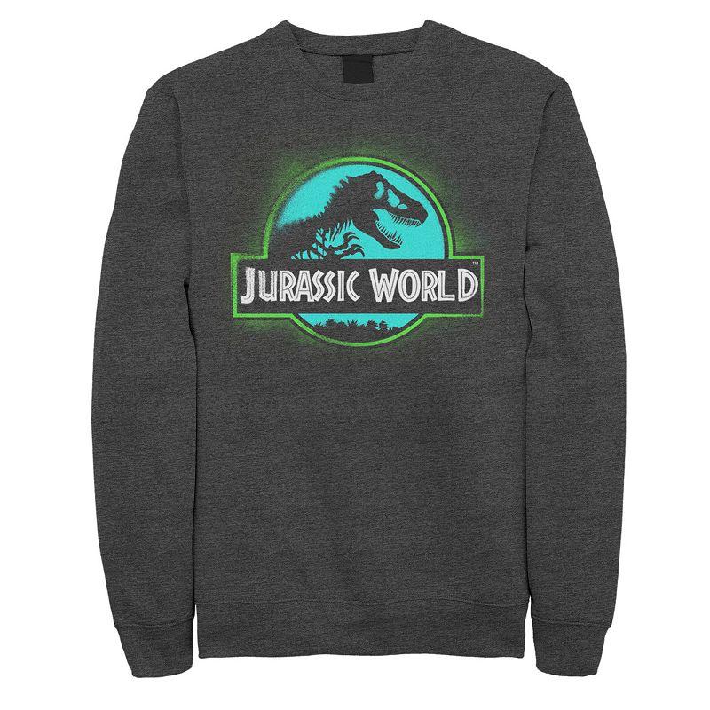 Men's Jurassic World Two Logo Graffiti Spray Paint Sweatshirt, Size: Medium, Grey Heather Product Image