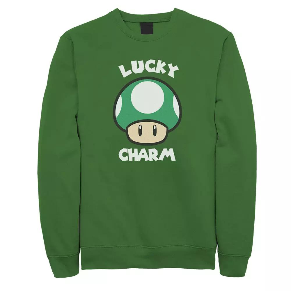 Men's Nintendo Super Mario St. Patty's Lucky Charm Mushroom Sweatshirt, Size: XL, Kelly Product Image