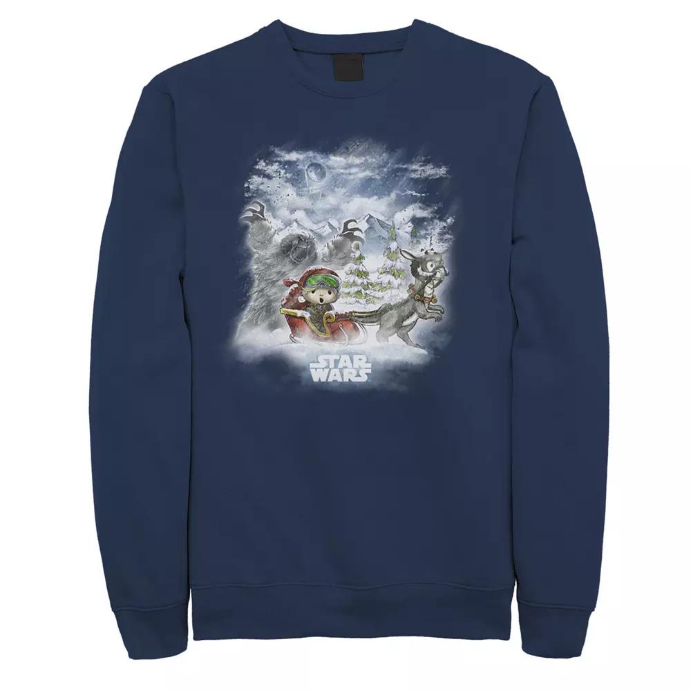 Men's Star Wars Luke's Holiday Cartoon Sweatshirt, Size: XXL, Blue Product Image