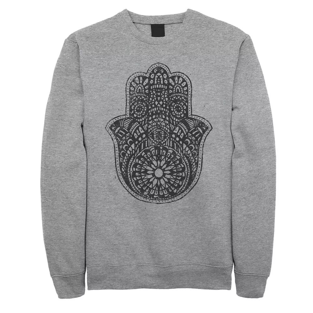 Men's Distressed Hamsa Symbol Graphic Fleece Pullover,  Product Image
