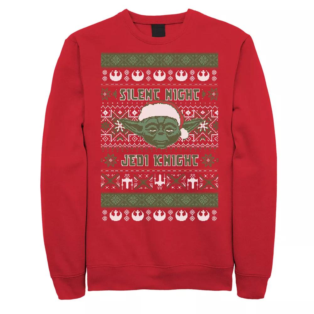 Men's Star Wars Yoda Silent Night Christmas Sweater Sweatshirt, Size: Large, Red Product Image