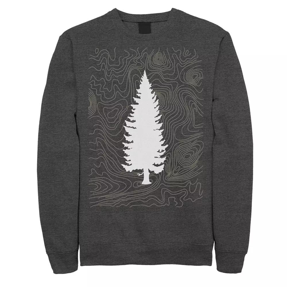 Men's Fifth Sun Tree Outline Sketched Lines Sweatshirt, Size: XL, Grey Heather Product Image