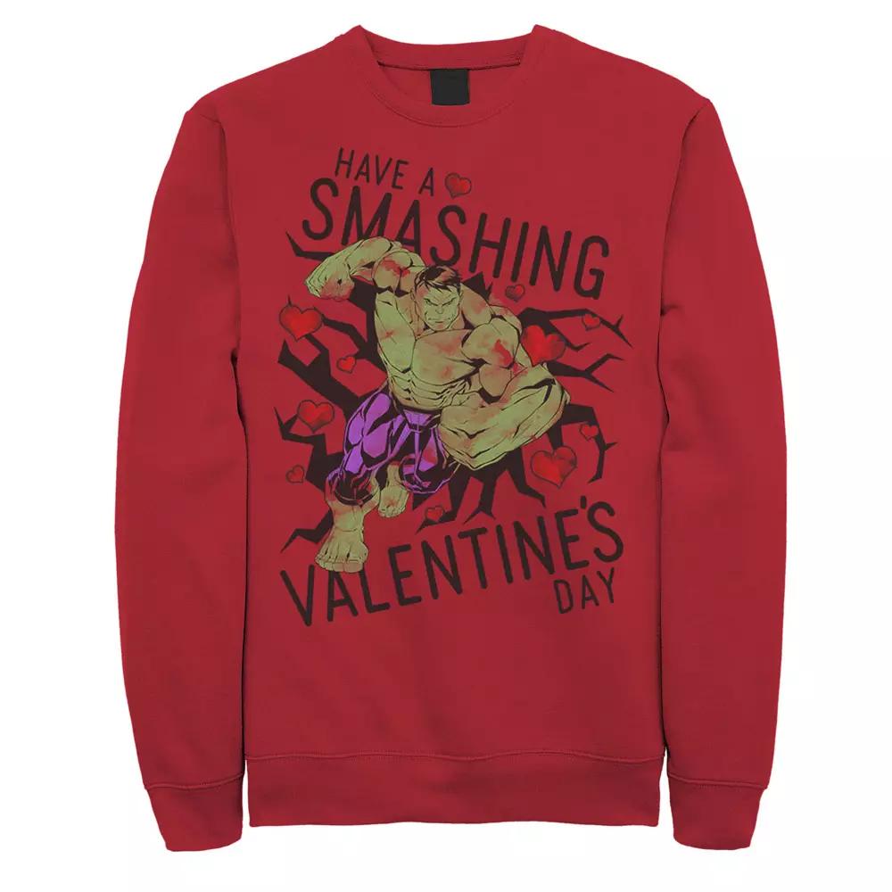 Men's Marvel Hulk Have A Smashing Valentine's Day Graphic Fleece Pullover,  Product Image