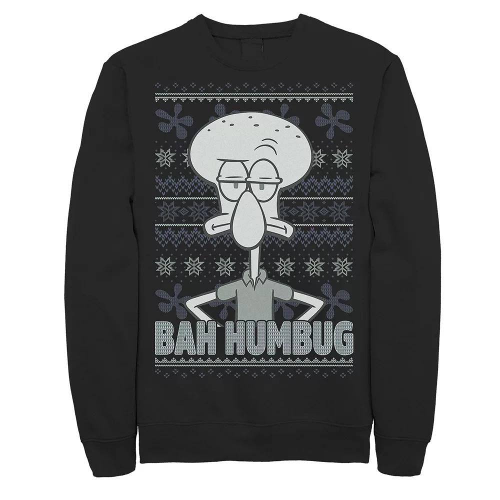 Men's Nickelodeon SpongeBob SquarePants Squidward Bah Humbug Ugly Christmas Graphic Fleece Pullover,  Product Image