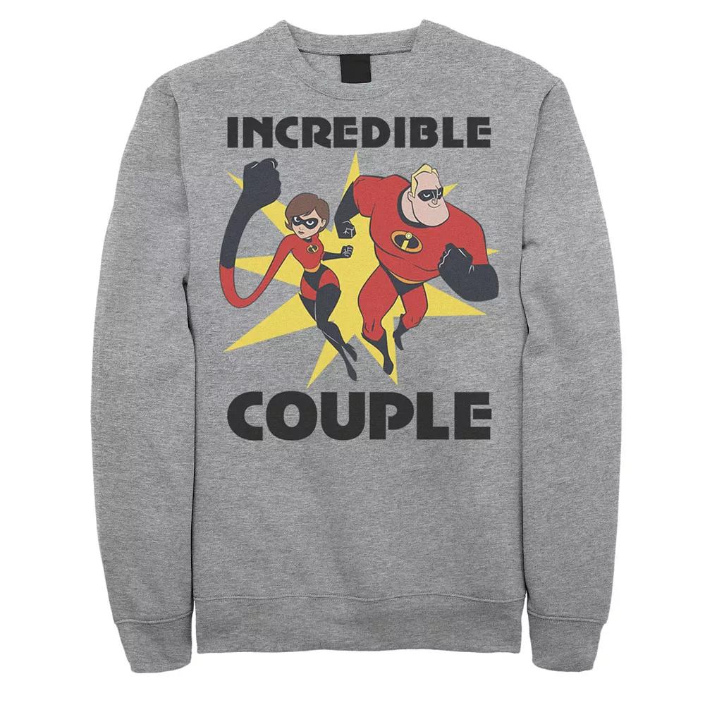 Disney / Pixar's The Incredibles 2 Men's Incredible Couple Duo Portrait Sweatshirt, Size: XXL, Athletic Grey Product Image