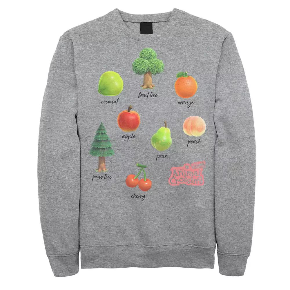 Men's Animal Crossing New Horizons Fruit And Trees Sweatshirt, Size: Large, Athletic Grey Product Image