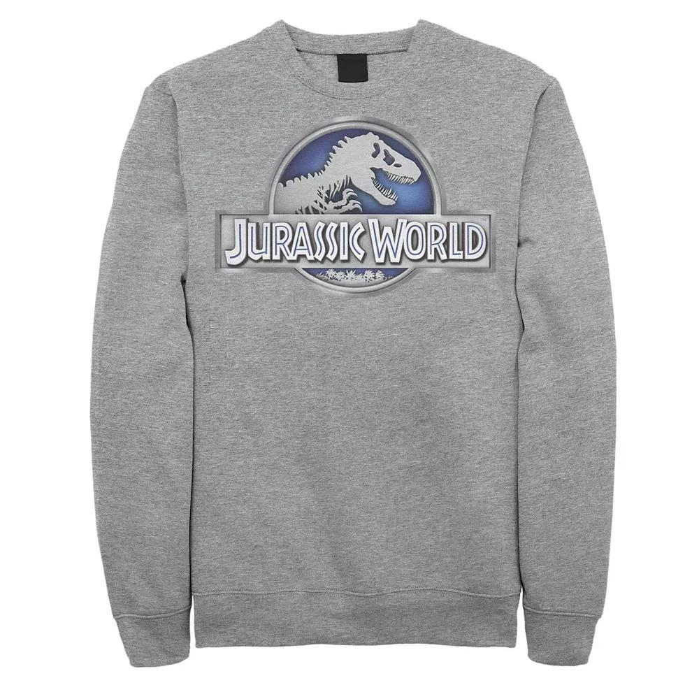 Men's Jurassic World Classic Blue Glow Fossil Logo Fleece Pullover, Size: XXL, Athletic Grey Product Image