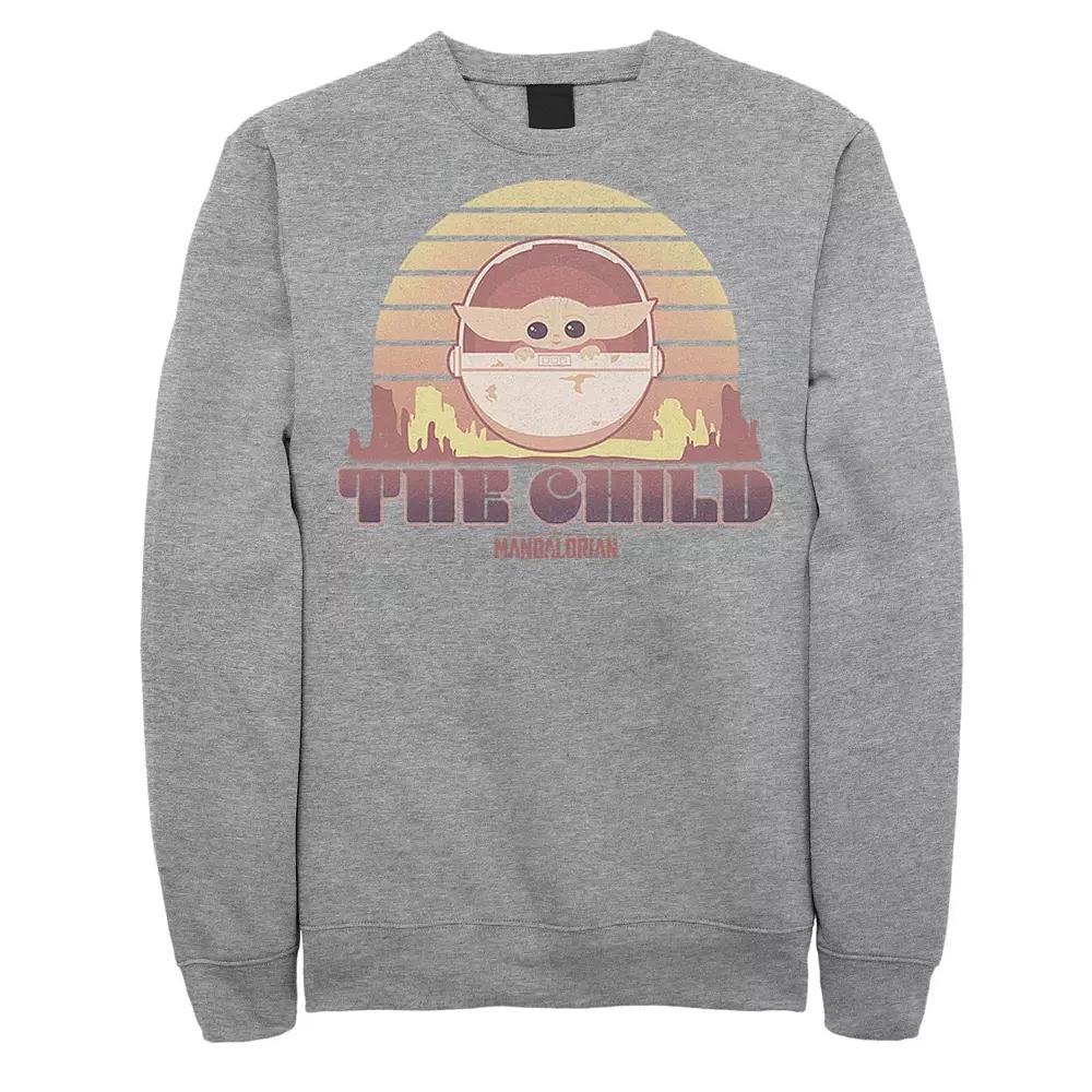 Men's Star Wars The Mandalorian The Child Retro Line Portrait Sweatshirt,  Product Image