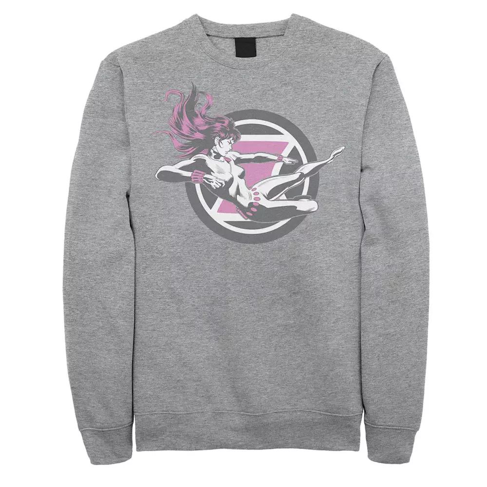Men's Marvel Black Widow Flying Kick Sweatshirt, Size: XXL, Athletic Grey Product Image