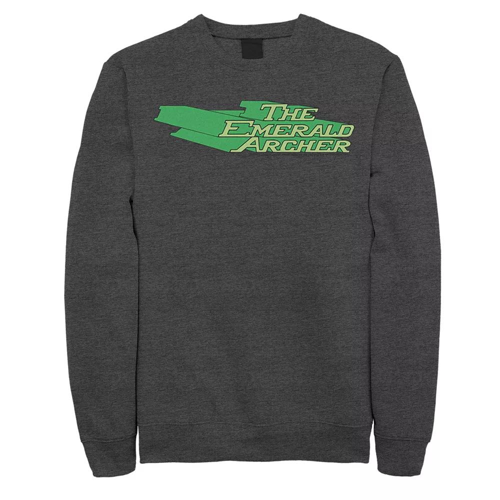 Men's DC Comics The Emerald Archer Text Poster Sweatshirt, Size: Medium, Grey Heather Product Image