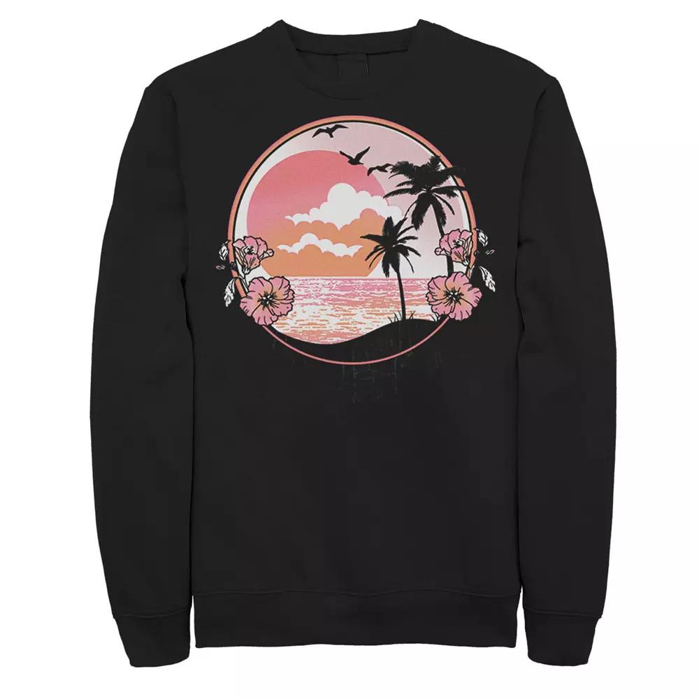 Men's Pink Retro Beach Scenery Sweatshirt,  Product Image