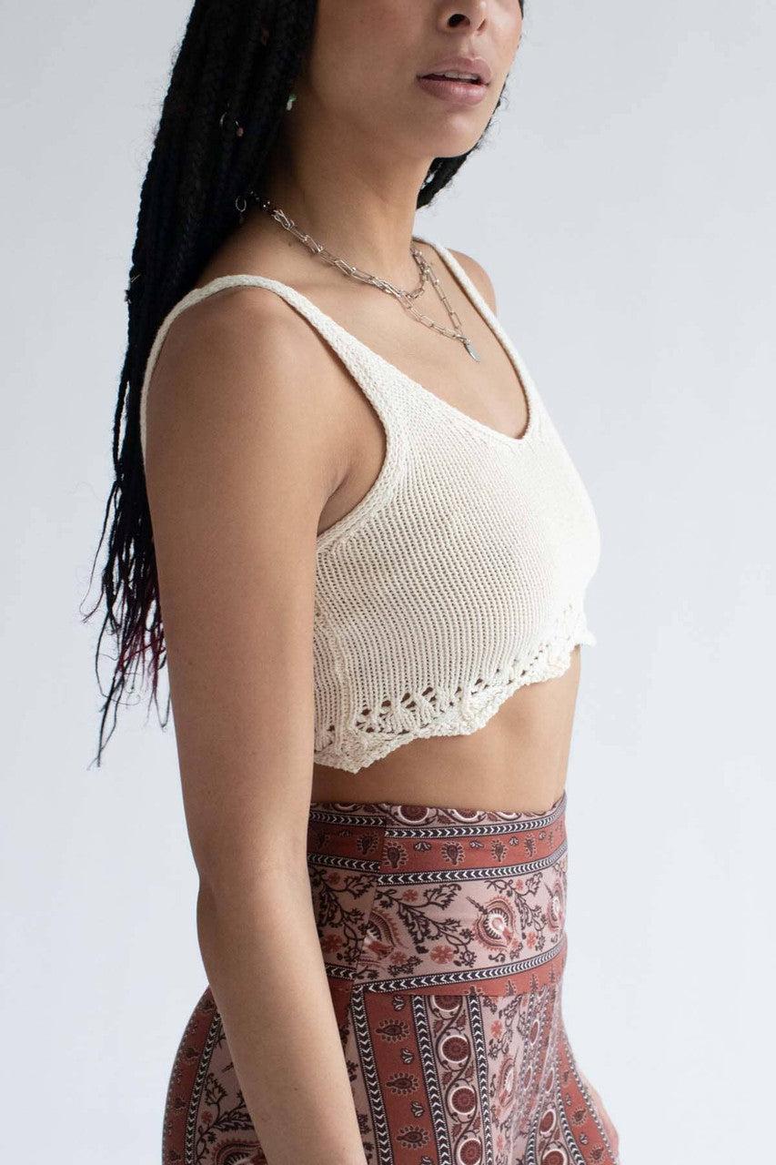 Ivory Knit Crop Tank Product Image