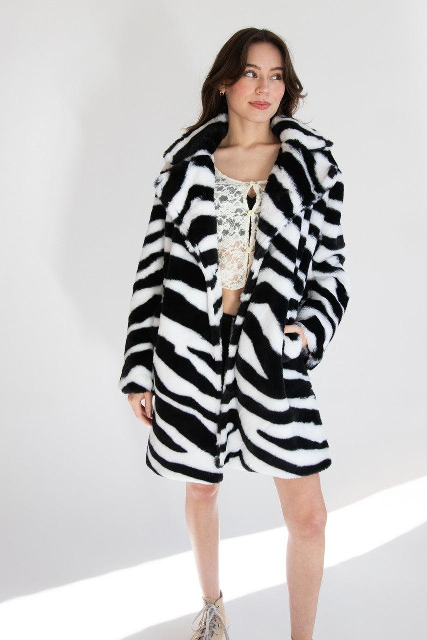 Faux Fur Knee Length Coat Product Image