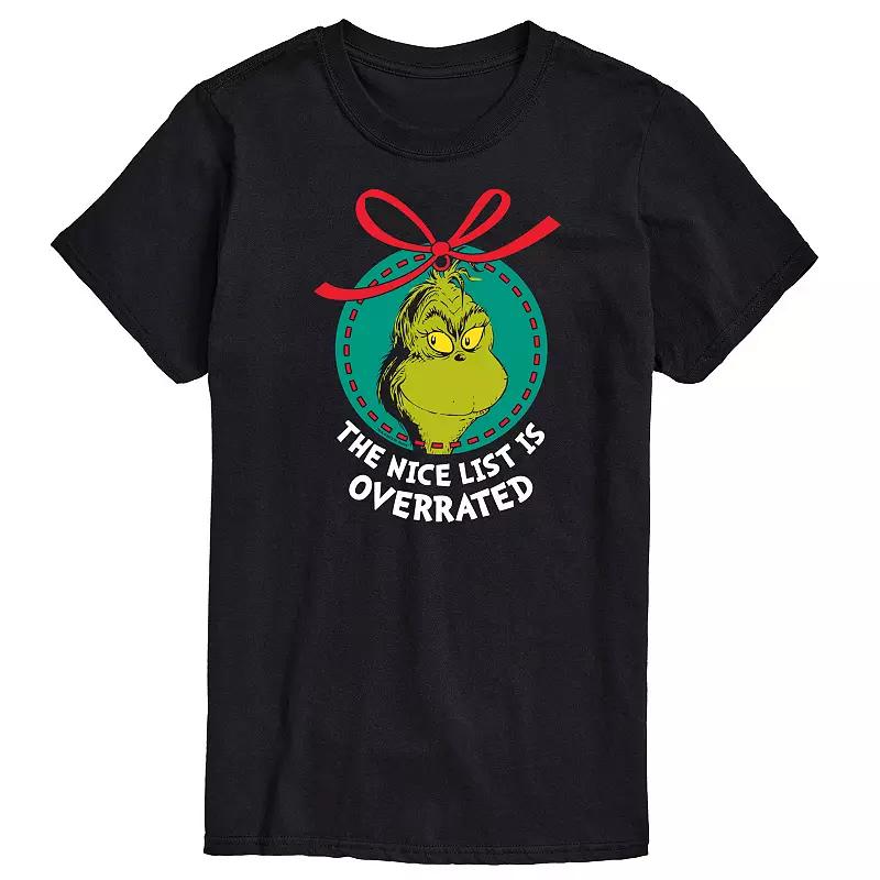 Big & Tall Dr. Seuss The Grinch Nice List Overrated Graphic Tee, Men's,  Product Image