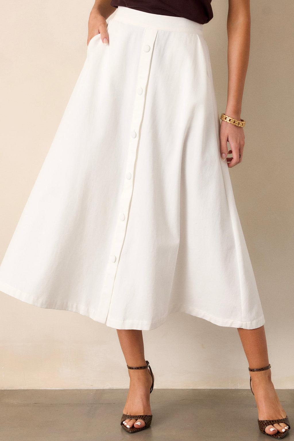 Countryside Charm 100% Cotton Ivory Midi Skirt Product Image