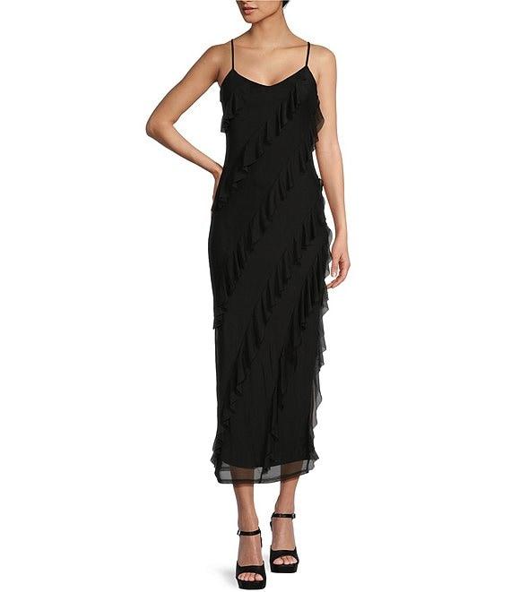 Evolutionary Sleeveless Bias All Over Ruffle Dress Product Image